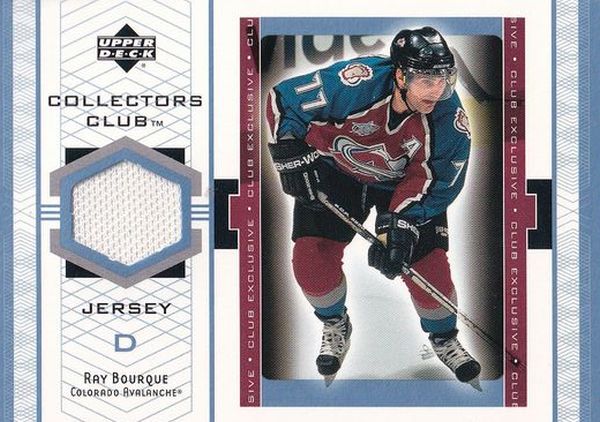 jersey karta RAY BOURQUE 02-03 UD Collectors Club Exclusive Jersey číslo RB-J